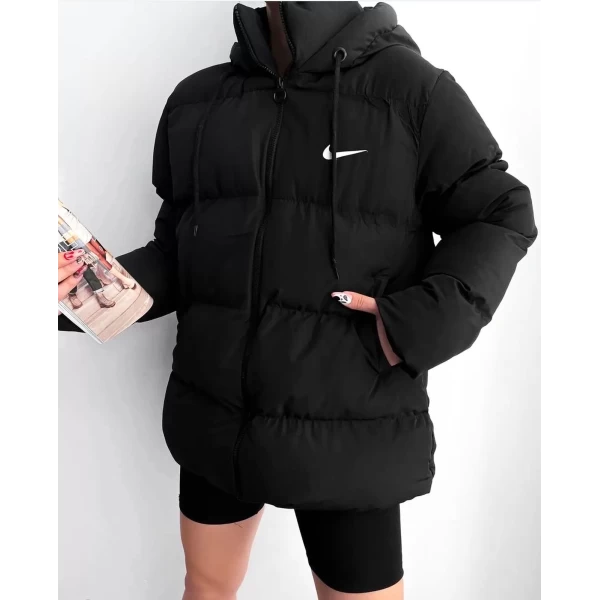 Marka Kapşonlu İpli Puffer Şişme Mont