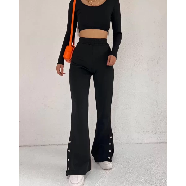 Paça Çıtçıtlı Bol Pantolon