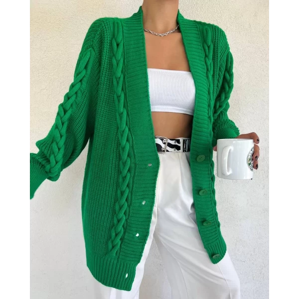 Saç Örgülü Oversize Hırka