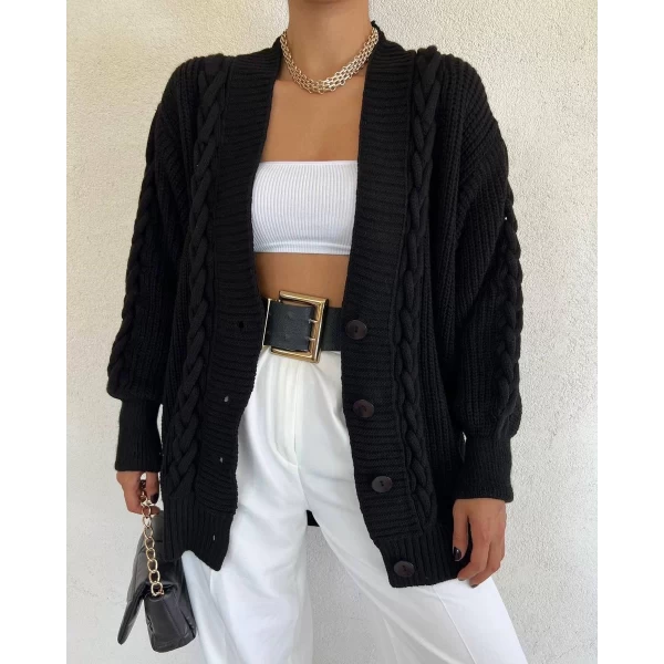 Saç Örgülü Oversize Hırka