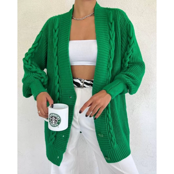 Saç Örgülü Oversize Hırka