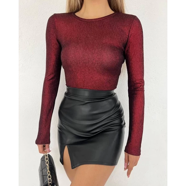 Simli Sırt Dekolte Crop