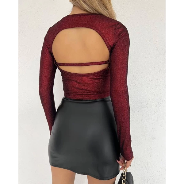 Simli Sırt Dekolte Crop