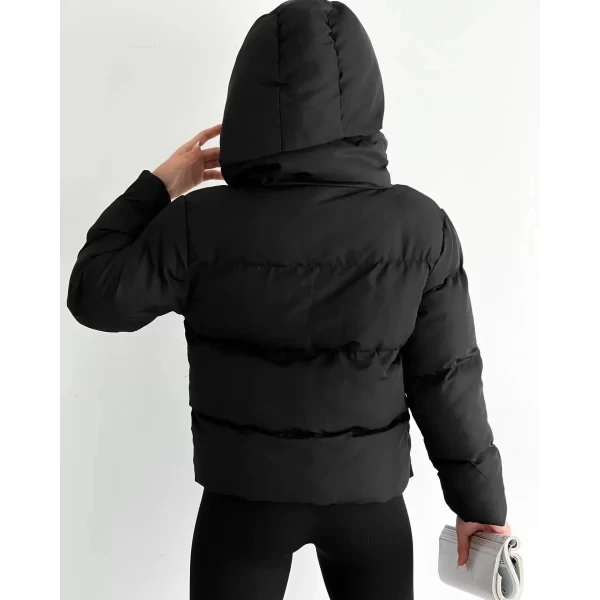 Siyah Mrk Kapşonlu Basic Şişme Mont