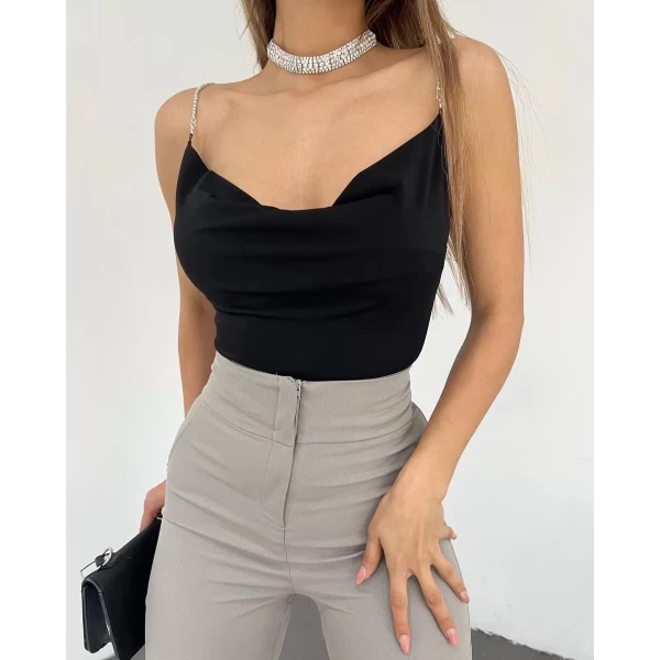 Taş Zincir Askılı Degaje Crop
