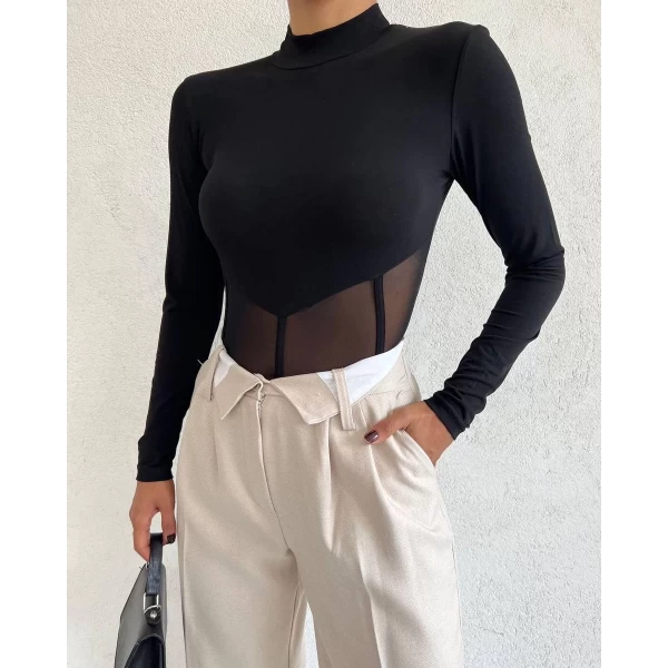 Tül Detay Bodysuit