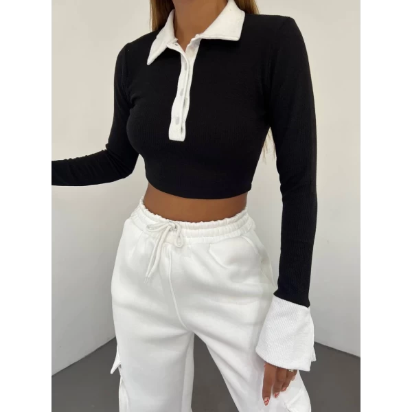 İspanyol Kol Polo Yaka lCrop