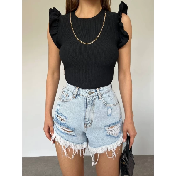 Yaka Zincir Kol Volanlı Crop