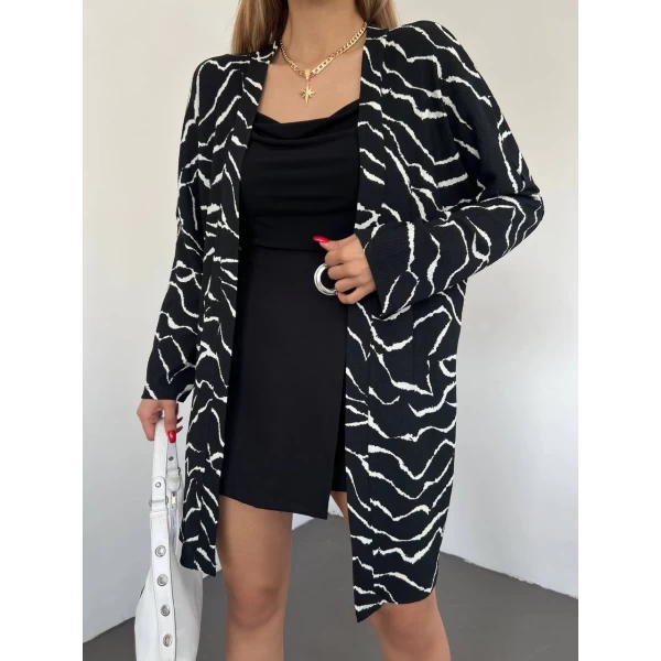 Zebra Desen Oversize Hırka