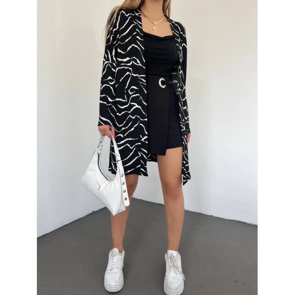 Zebra Desen Oversize Hırka