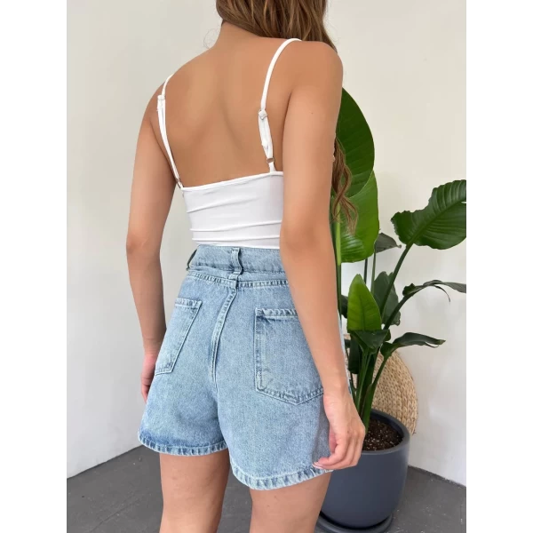 Zincir Detay Yan Büzgülü Crop