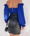 Dantel Detay Deri Etek