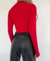 Dik Yaka Büzgülü Crop
