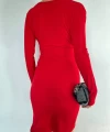 Eteği Asimetrik Drape Yaka Elbise