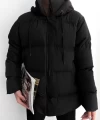Kapşonlu İpli Puffer Şişme Mont