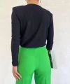 Omuz Vatkalı Degaje Yaka Crop
