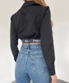 Sagaza Şeritli Crop Gömlek