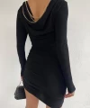 Sırt Zincir Detay Büzgülü Elbise