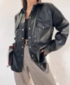 Zara Şardonlu Deri Gömlek