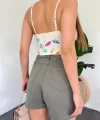 Desenli Askılı Crop