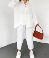 Etek Ucu İşlemeli Keten İkili Takım