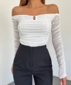 Kol Tül Detay Sandy Crop