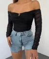 Kol Tül Detay Sandy Crop