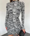Önü Büzgülü Zebra Elbise