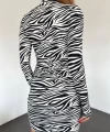 Önü Büzgülü Zebra Elbise