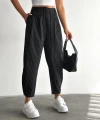 Paça Düğmeli Çizgili Pantolon