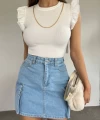 Yaka Zincir Kol Volanlı Crop