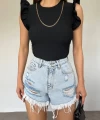Yaka Zincir Kol Volanlı Crop