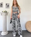 Zebra Desen Yelekli İkili Takım