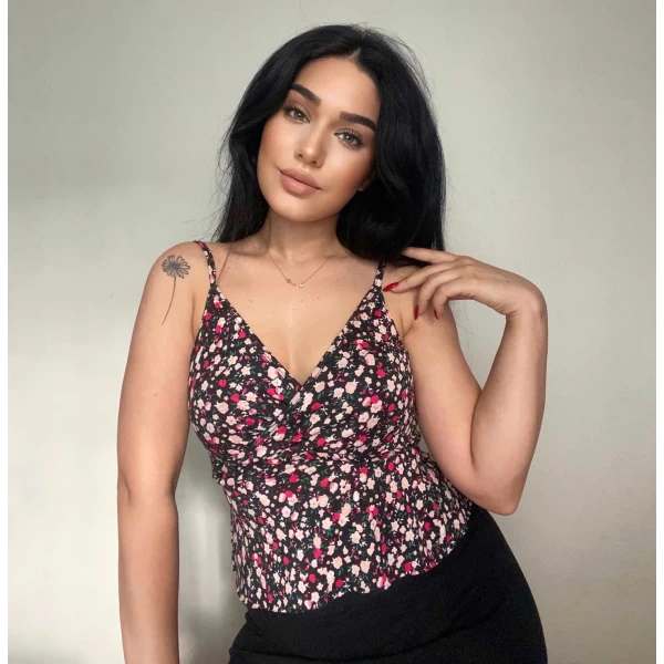 Kruvaze ip askılı crop
