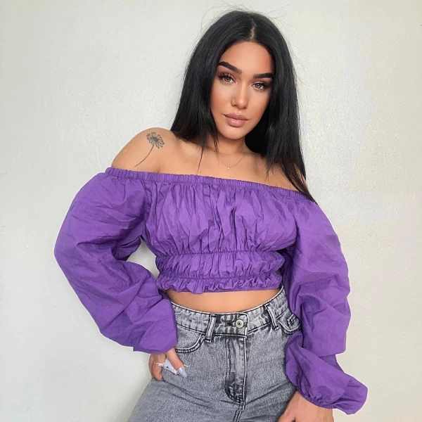 Sırt lastıkli büzgülü crop
