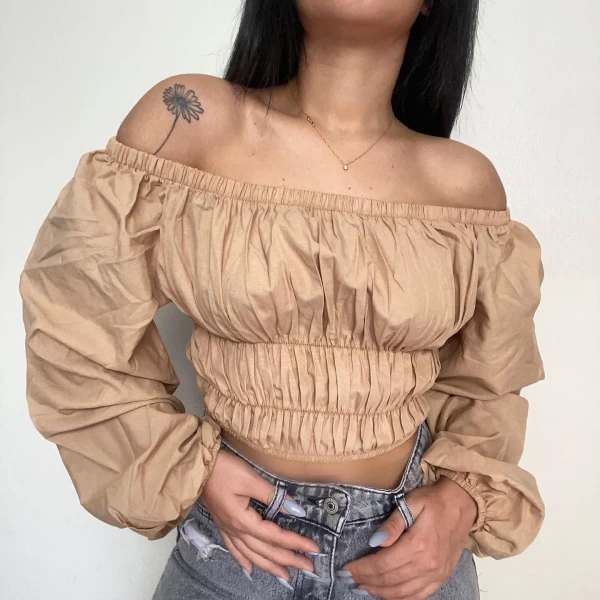 Sırt lastıkli büzgülü crop
