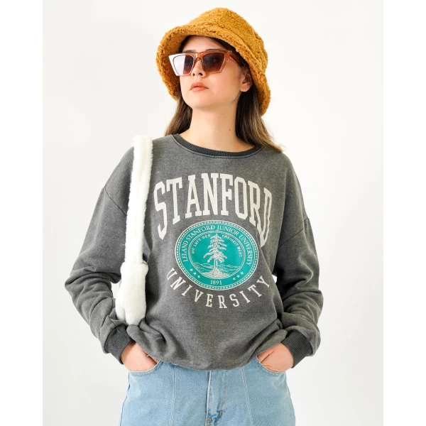Stanford yıkamalı sweatshirt