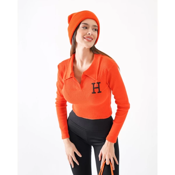 H polo yaka crop