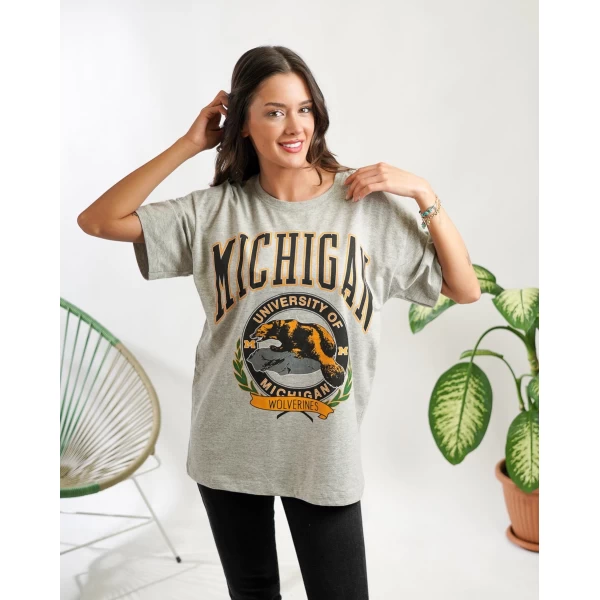 Mıchigan Baskı Oversize Tshirt