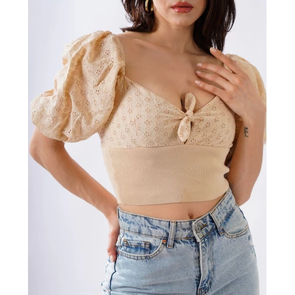 Yaka Bağcıklı Zara Crop