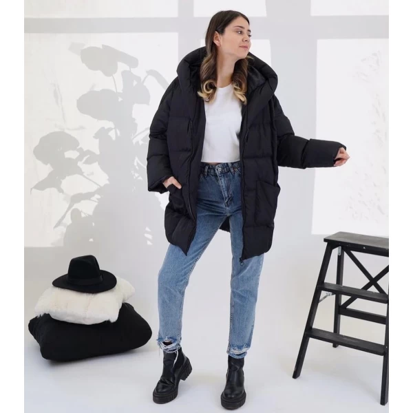 Yarasa Kol Oversize Şişme Mont