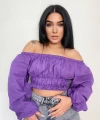 Sırt lastıkli büzgülü crop