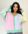 Oversize cizgili hırka