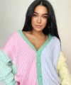 Oversize cizgili hırka