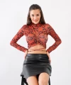 Etnik Desen Büzgülü Crop