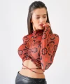 Etnik Desen Büzgülü Crop