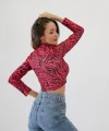Kırmızı Dijital Baskı Crop
