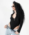 Fermuarlı Kaşkorse Bodysuit