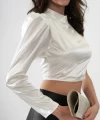 Tek Omuz Saten Crop