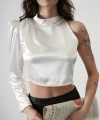 Tek Omuz Saten Crop